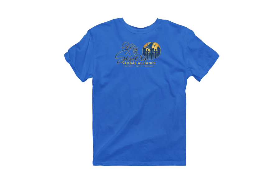 Royal blue MySGA performance tee on transparent background