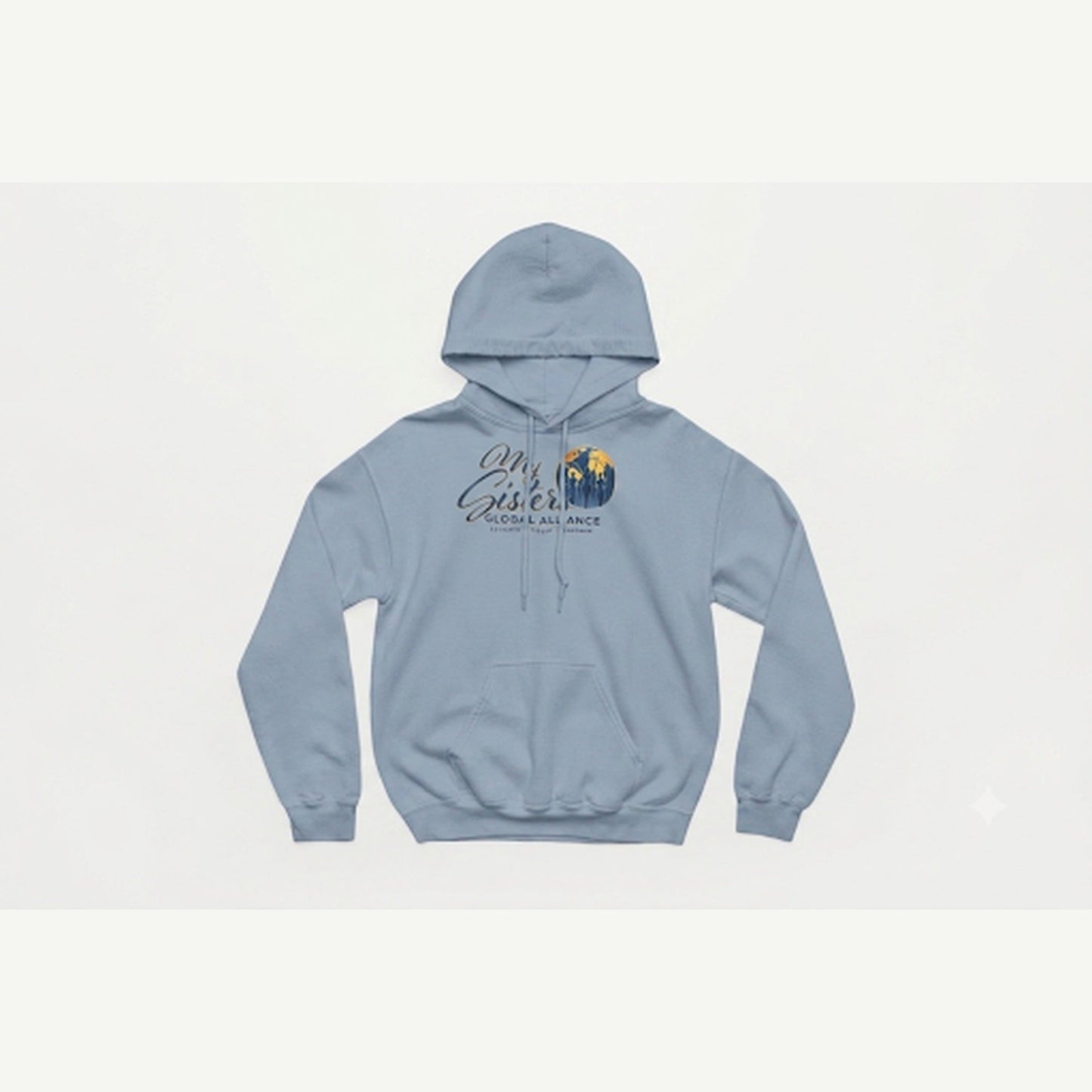 My Sisters Global Alliance blue logo hoodie in stone blue