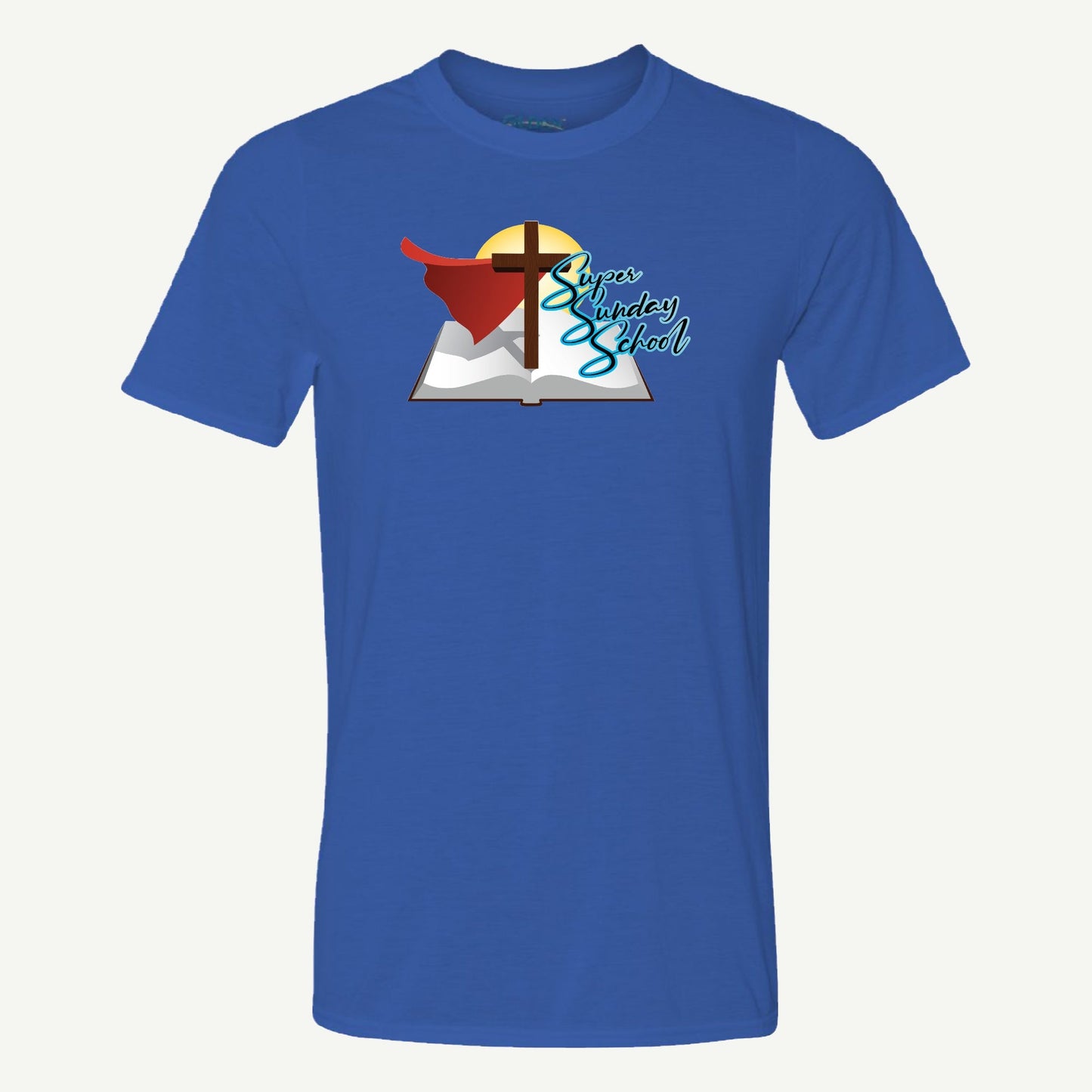 Super Sunday School short sleeve performance tee in royal blue