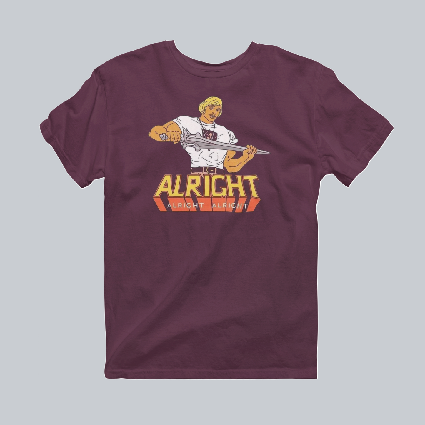 Alright Alright Premium Graphic Tee in maroon by Phat & Nerdy