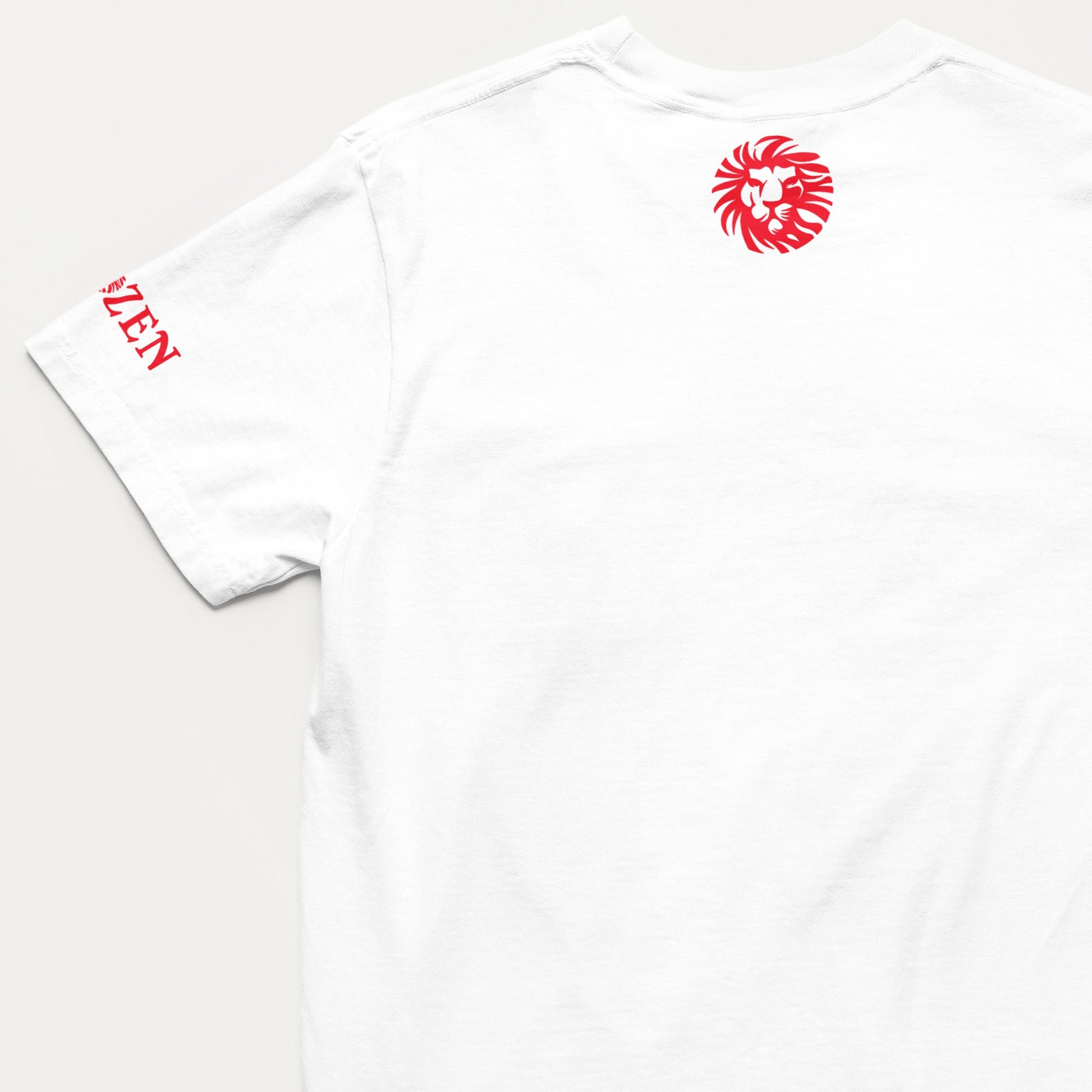 If My People white T-shirt back and left sleeve view with red CHOZEN branding