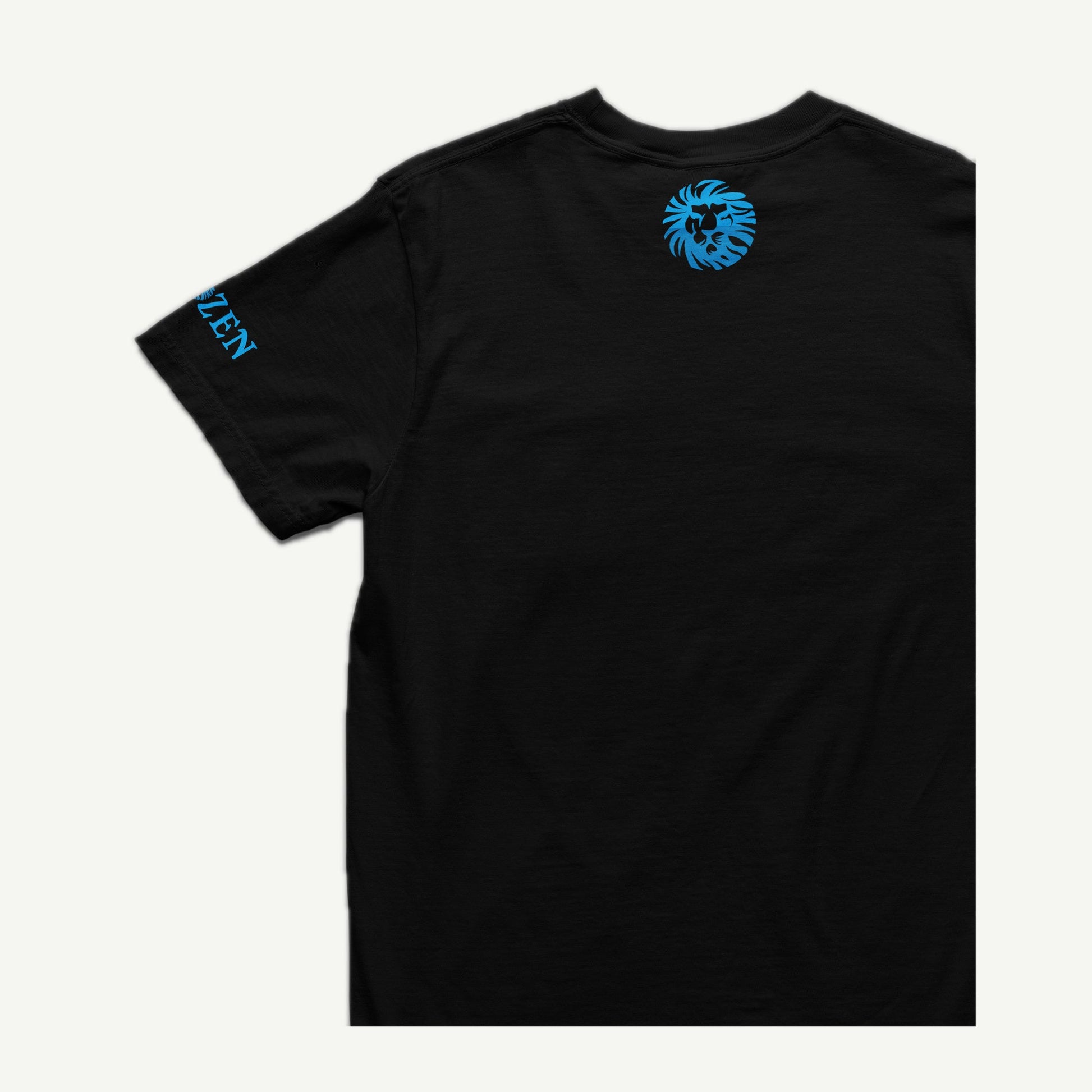 Only Faith black T-shirt back and left sleeve view with blue CHOZEN branding