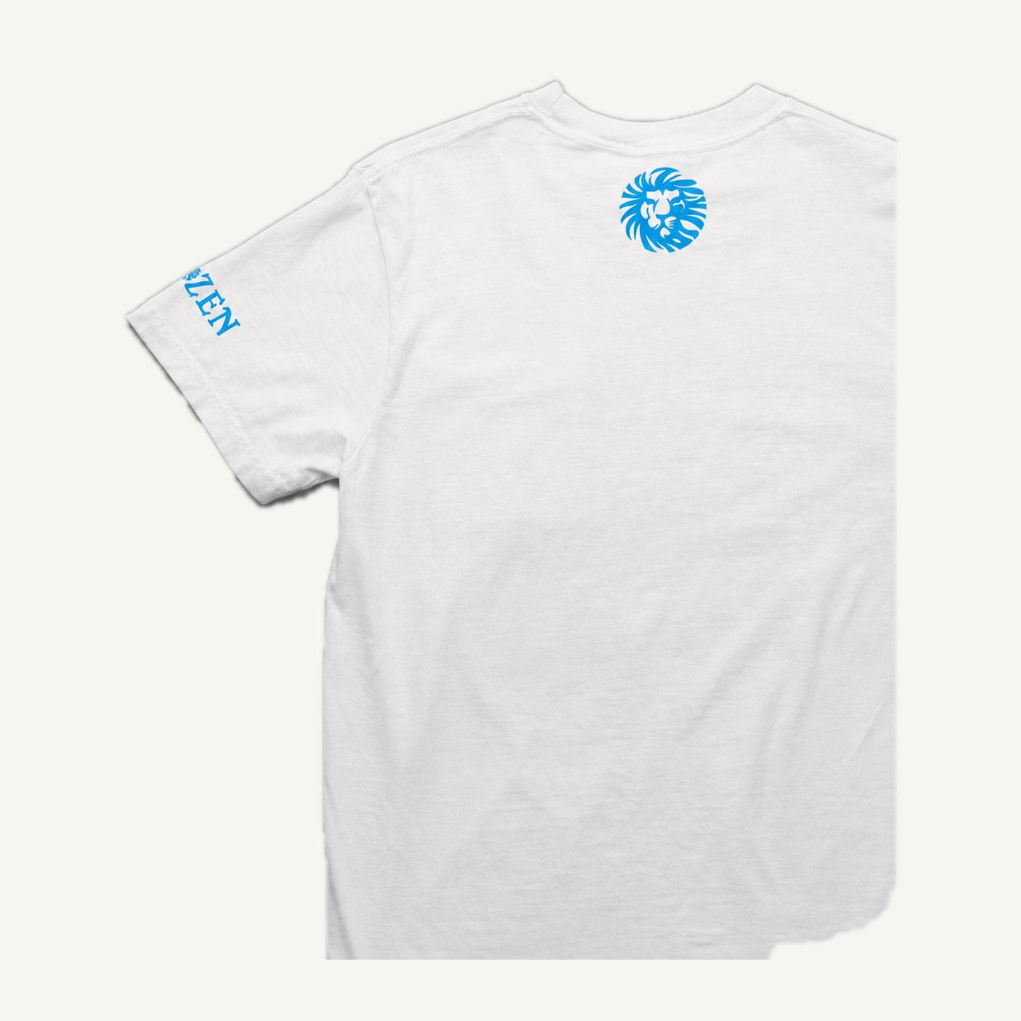 Only Faith white T-shirt back and left sleeve view with blue CHOZEN branding