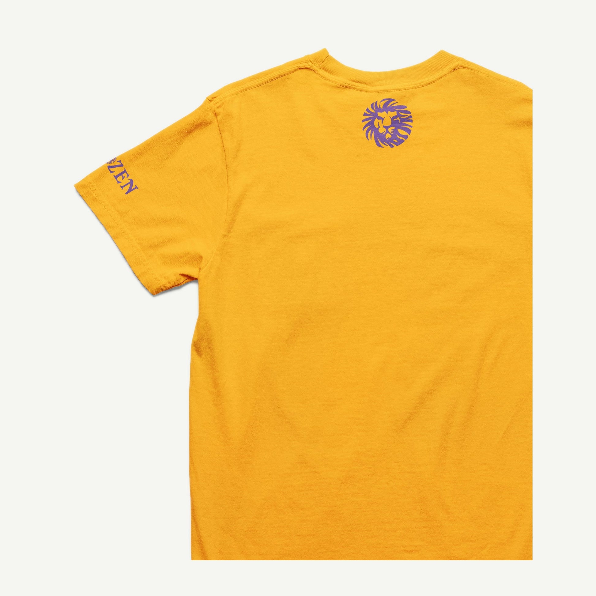 Remnant gold T-shirt back and left sleeve view with purple CHOZEN branding