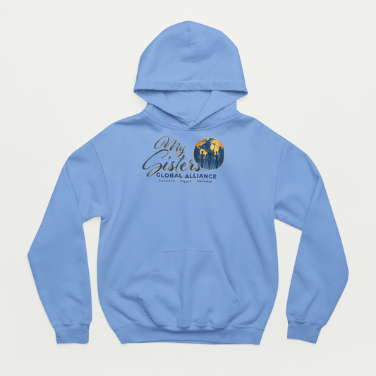 My Sisters Global Alliance blue logo hoodie in Carolina blue