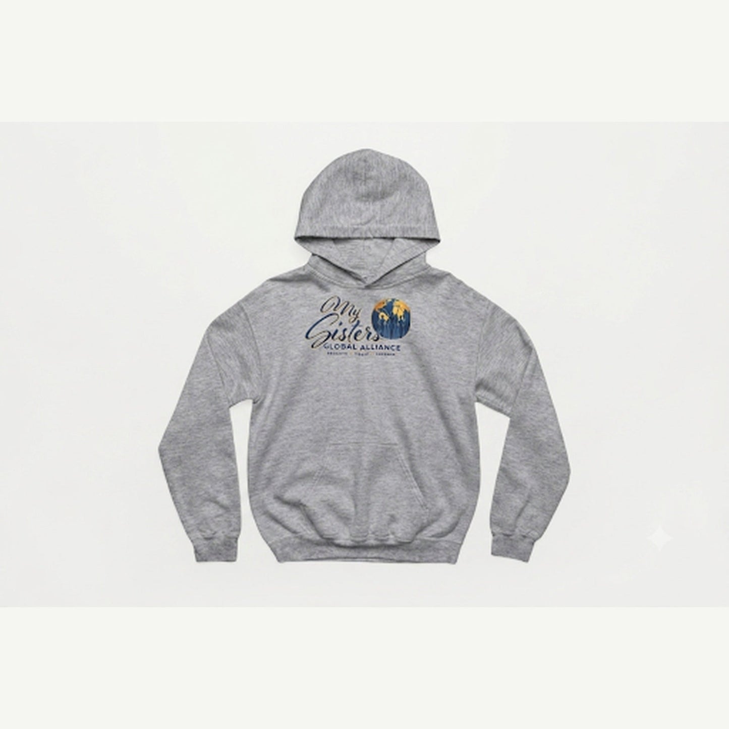 My Sisters Global Alliance blue logo hoodie in sports gray