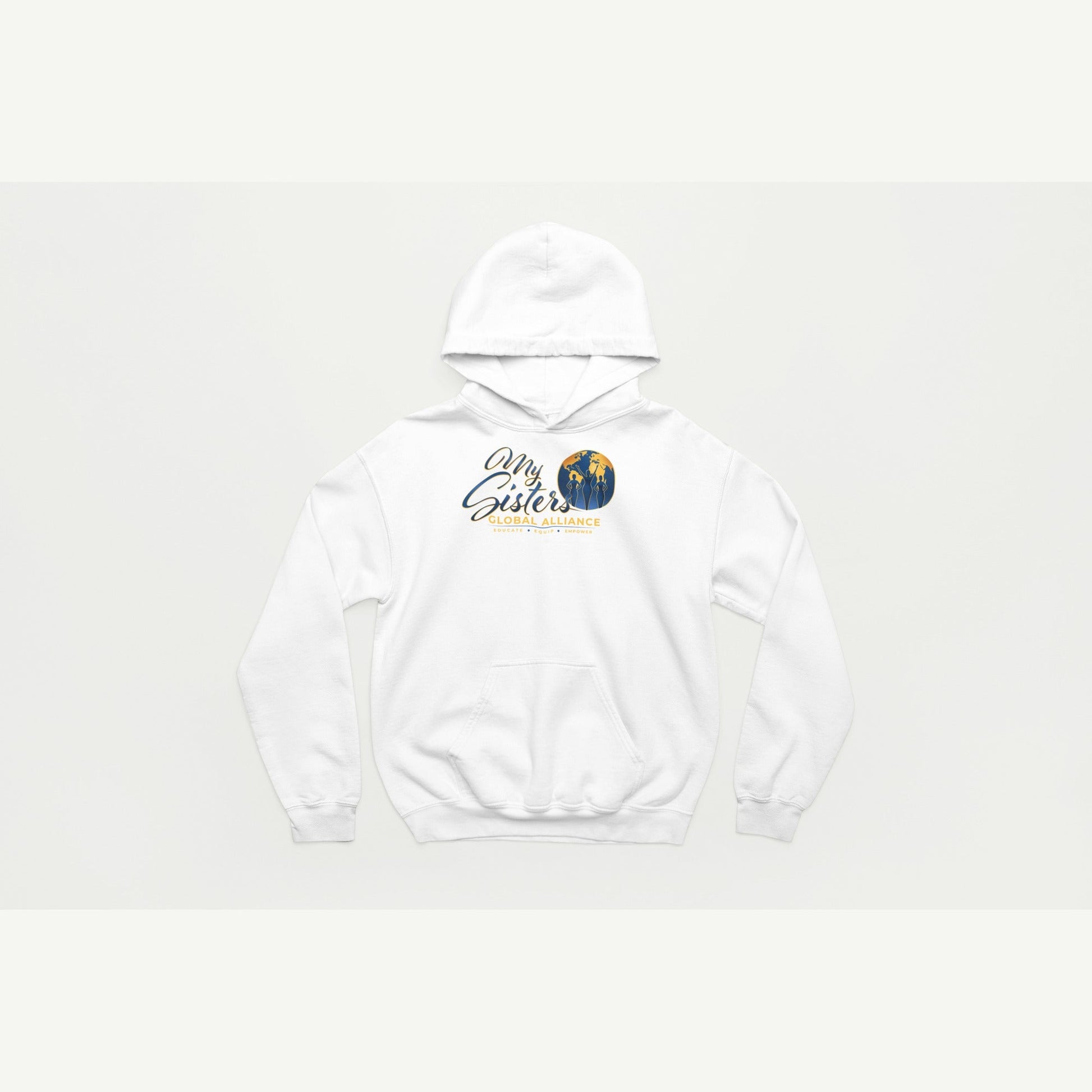 My Sisters Global Alliance gold logo hoodie in white