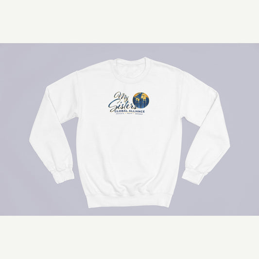 My Sisters Global Alliance blue logo sweatshirt in white