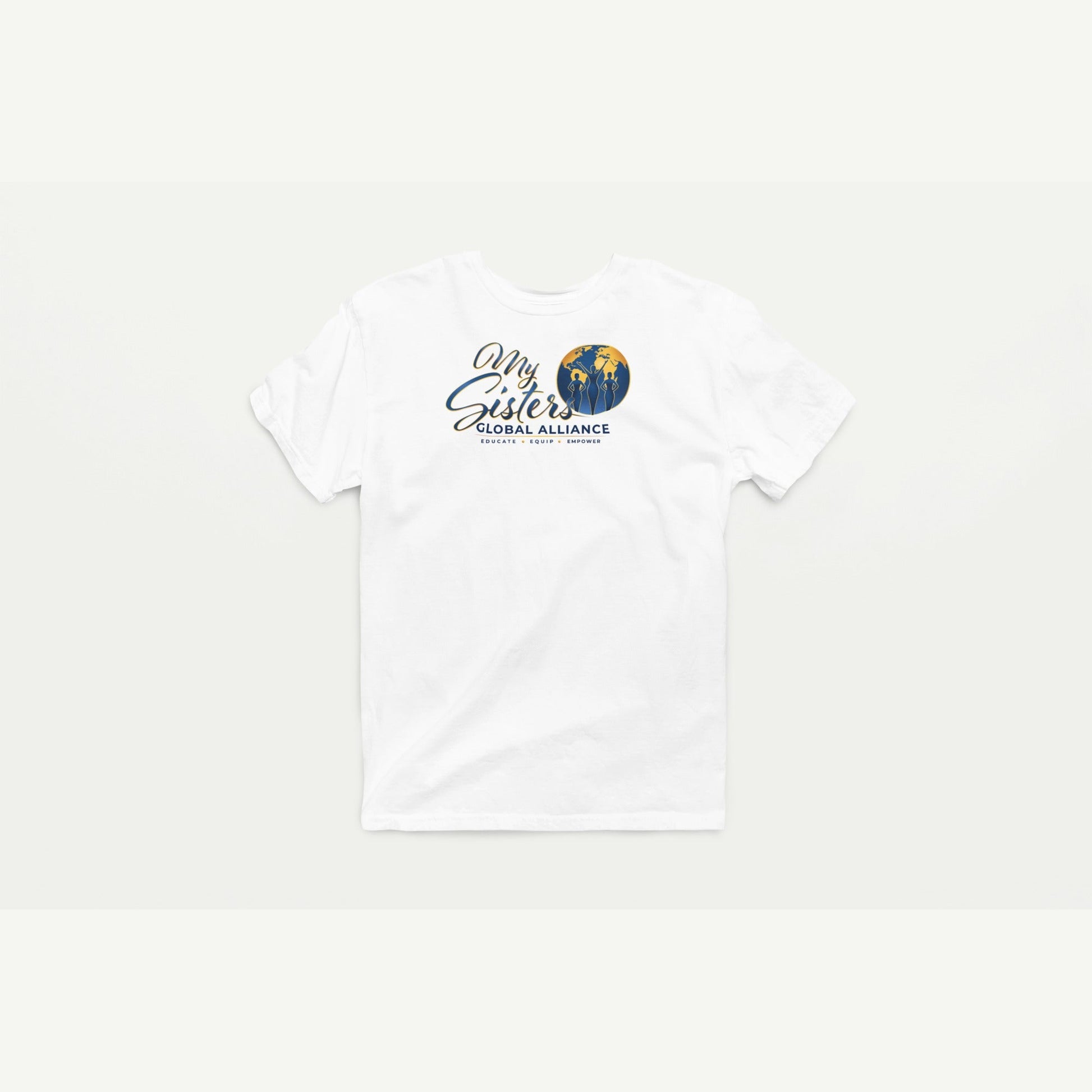 My Sisters Global Alliance blue logo Softstyle tee in white