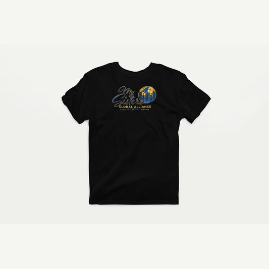 My Sisters Global Alliance gold logo Softstyle tee in black