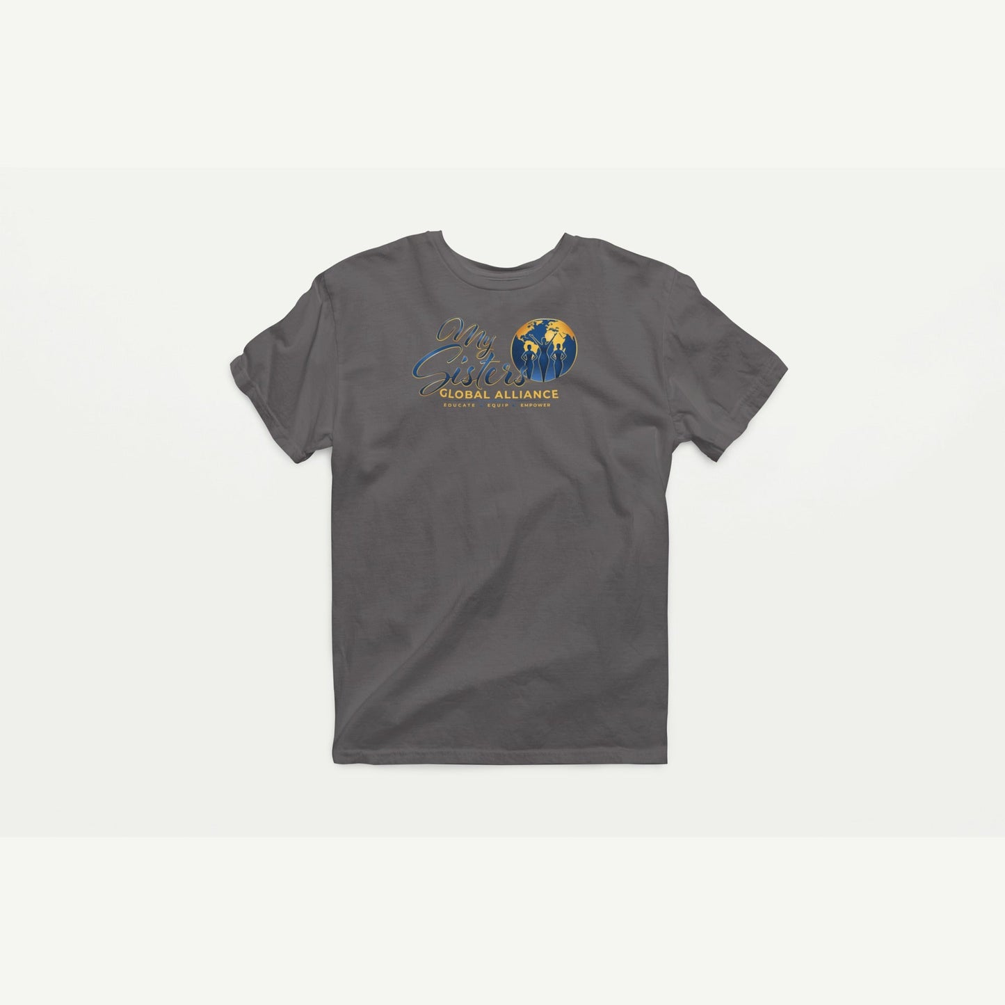 My Sisters Global Alliance gold logo Softstyle tee in charcoal