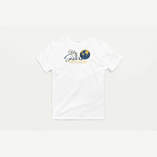 My Sisters Global Alliance gold logo Softstyle tee in white