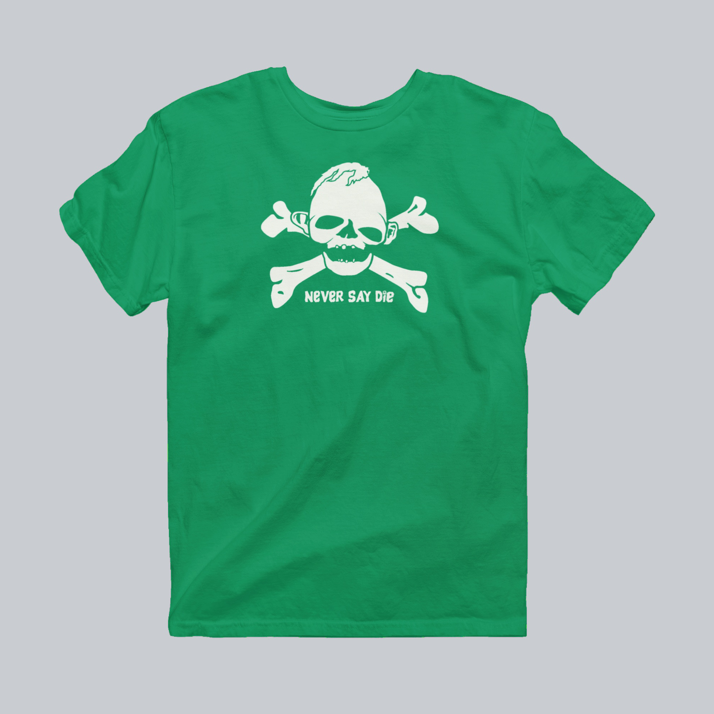Never Say Die Premium Graphic Tee in Irish green by Phat & Nerdy