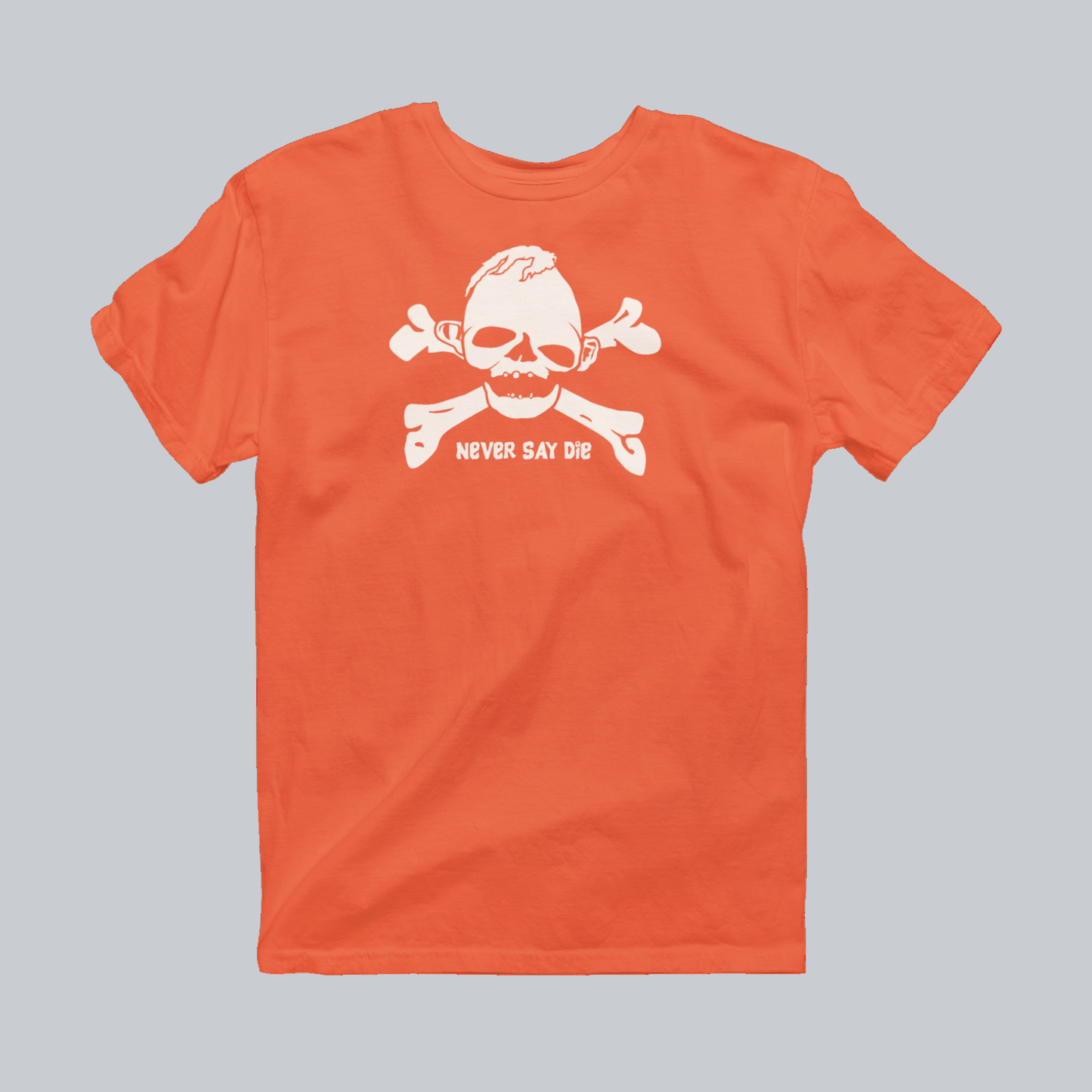Never Say Die Premium Graphic Tee in orange by Phat & Nerdy