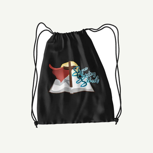 Super Sunday School drawstring backpack in black