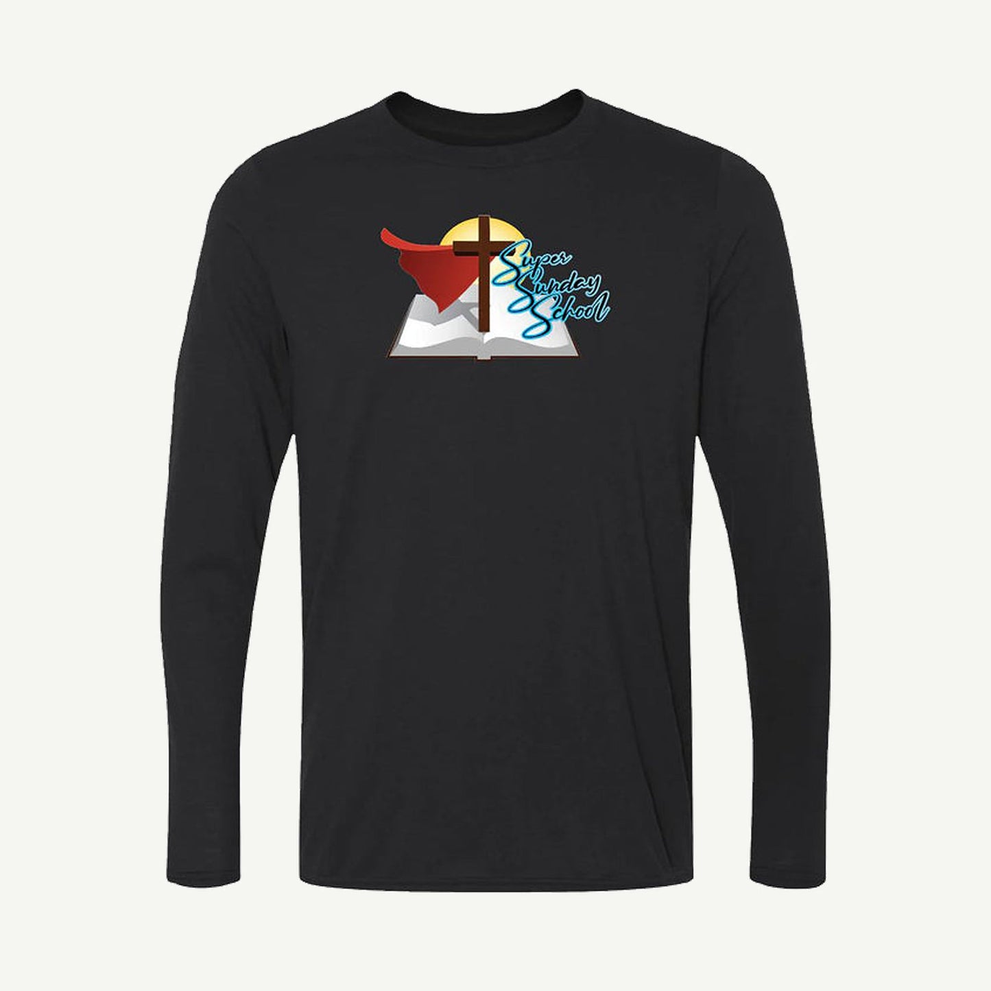 Super Sunday School long sleeve performance tee in black