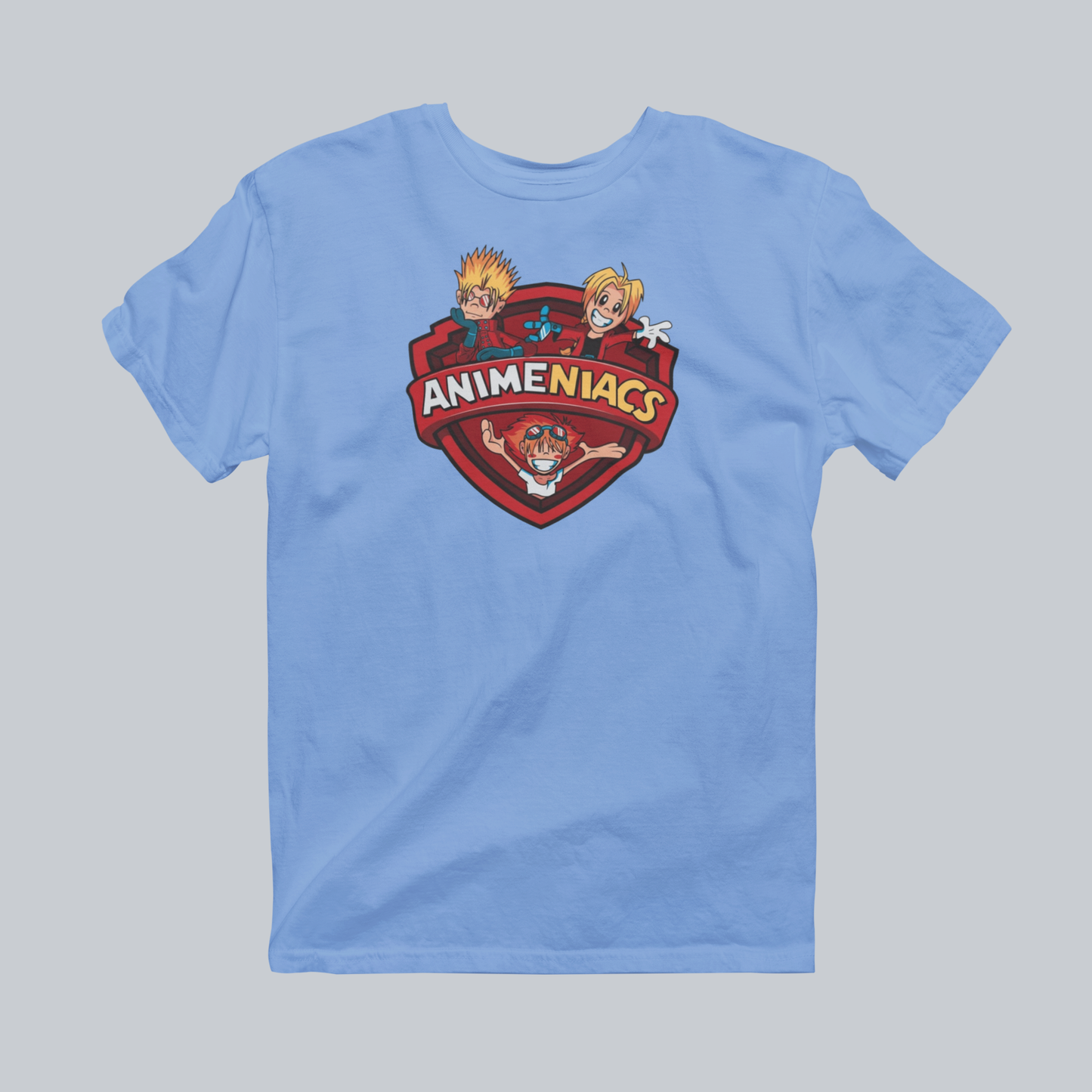 AniMENiacs: Armed & Nerdy Premium Graphic Tee in carolina blue