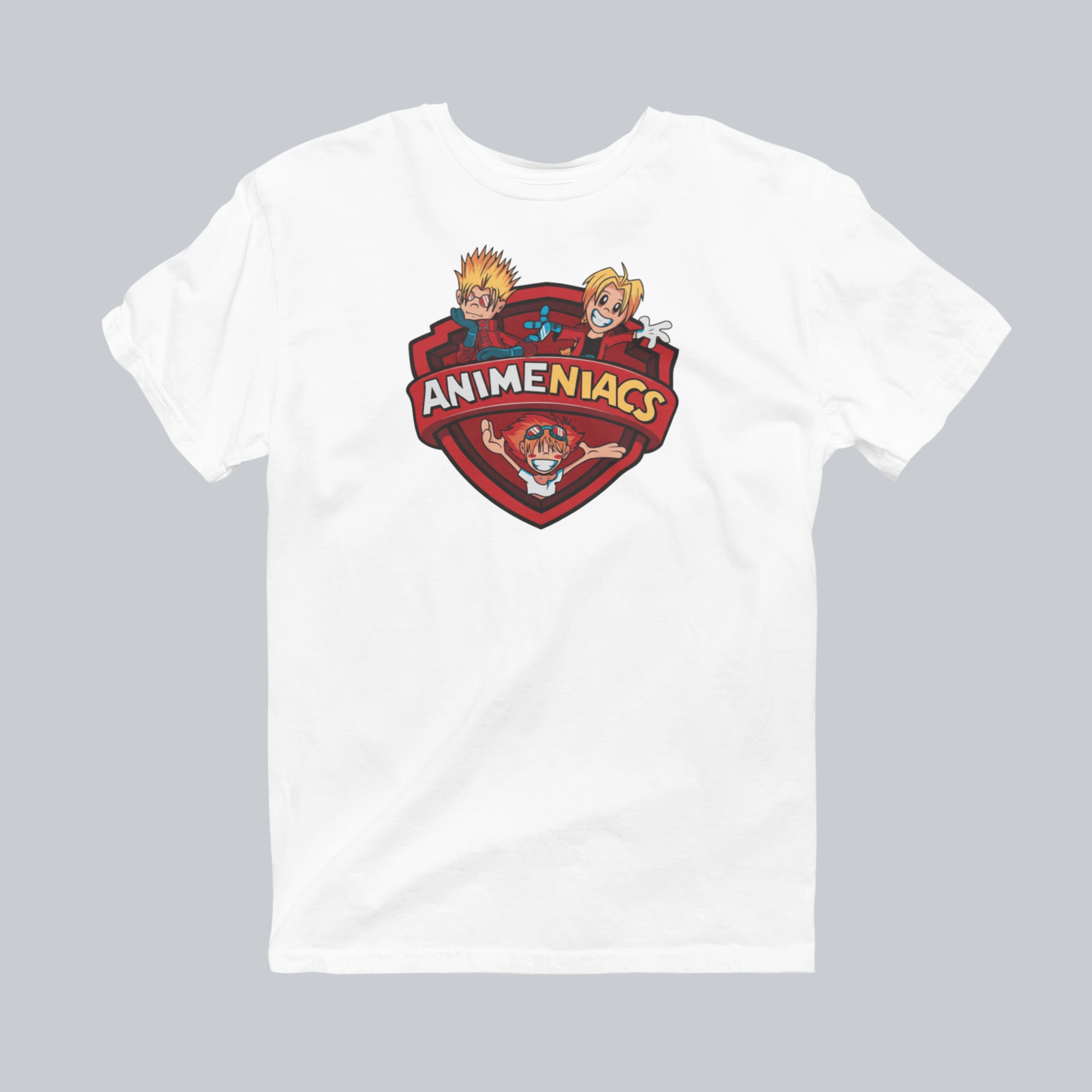 AniMENiacs: Armed & Nerdy Premium Graphic Tee in white