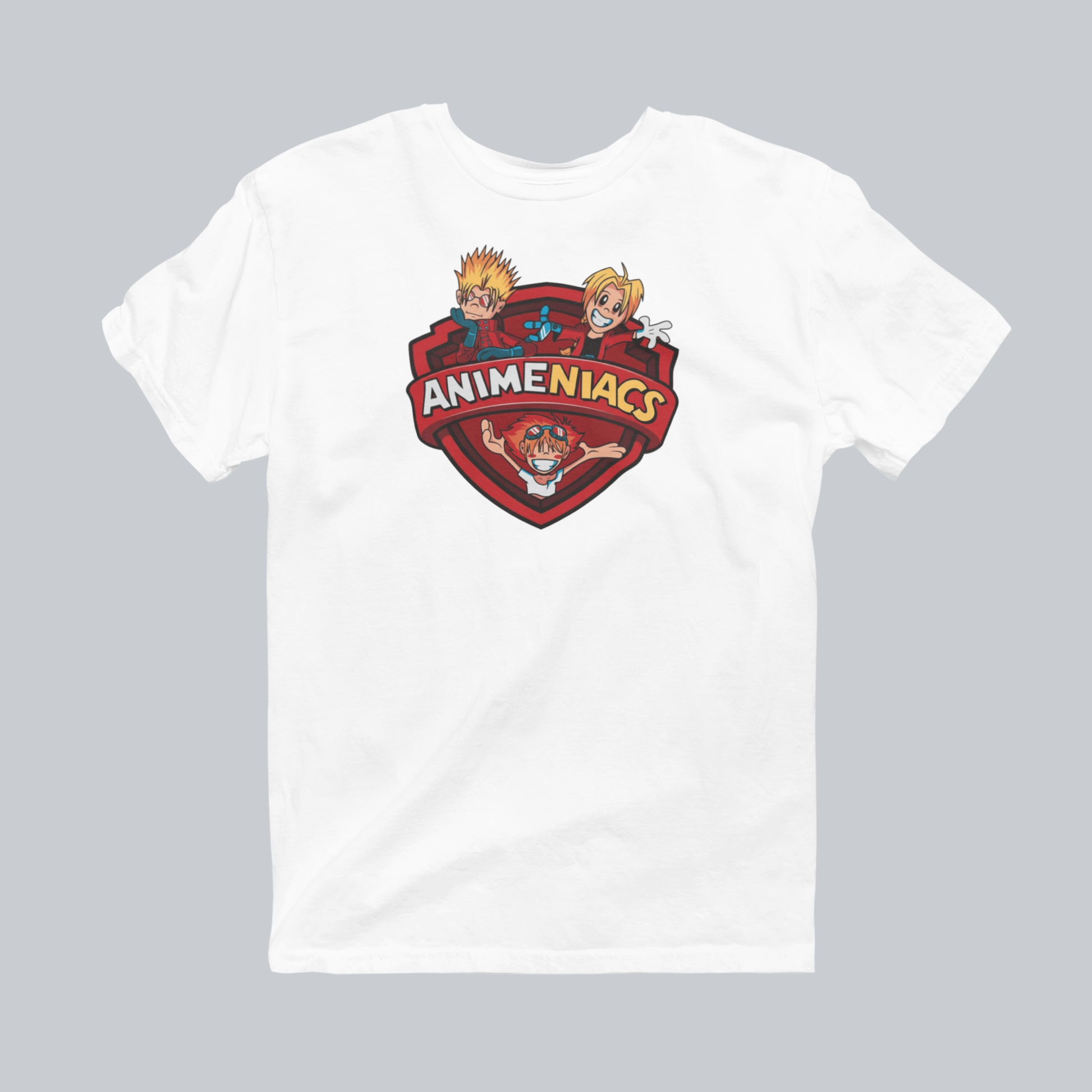 AniMENiacs: Armed & Nerdy Premium Graphic Tee in white