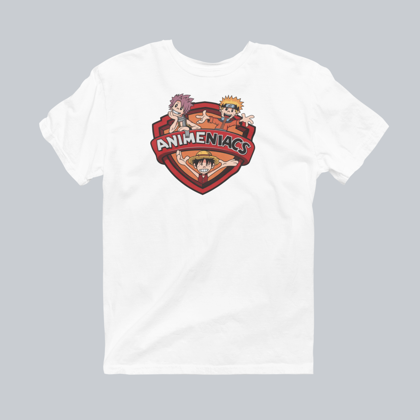 AniMENiacs: Fists, Feasts & Friendship Premium Graphic Tee in white