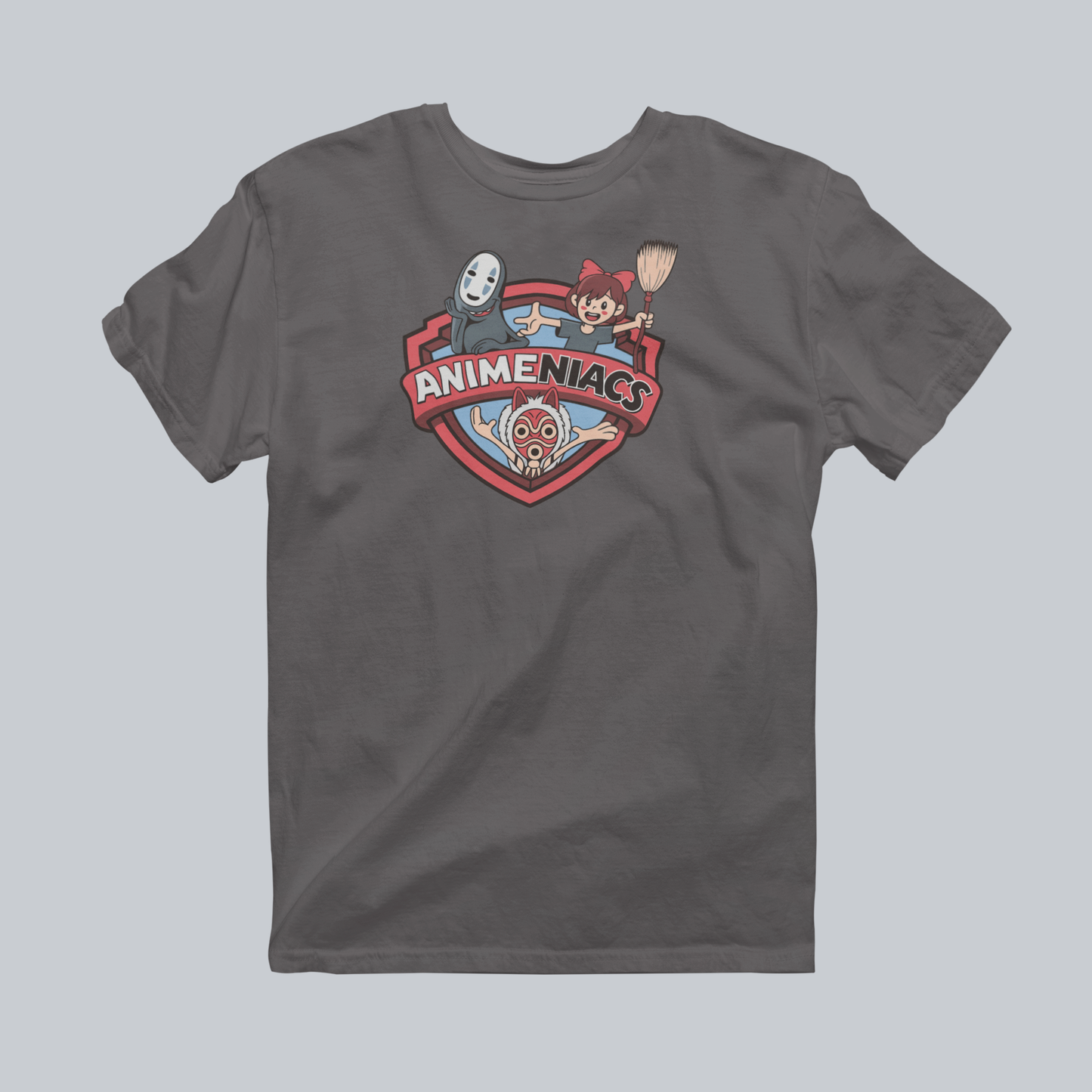 AniMENiacs: Magic, Masks & Misfits Premium Graphic Tee in charcoal
