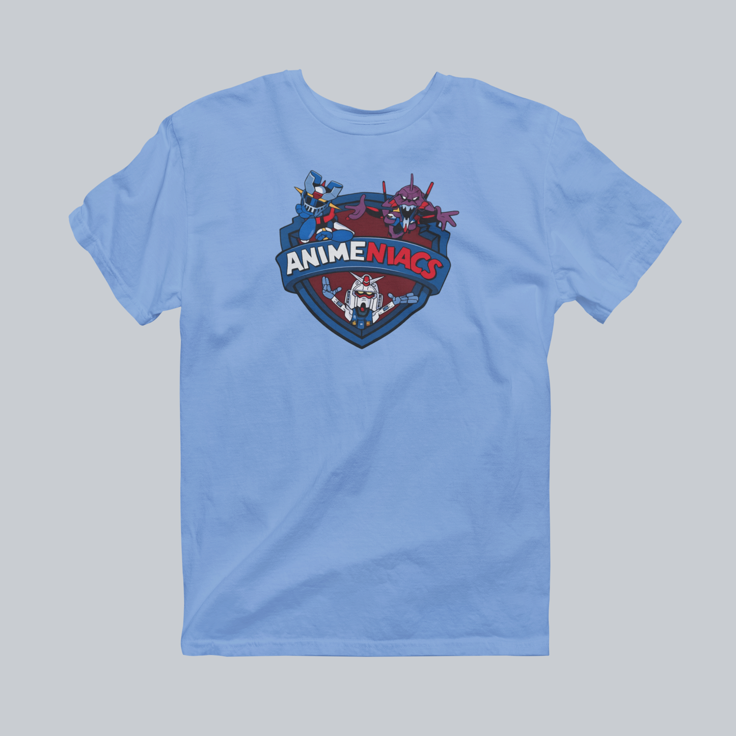 AniMENiacs: Mecha Mayhem Premium Graphic Tee in carolina blue
