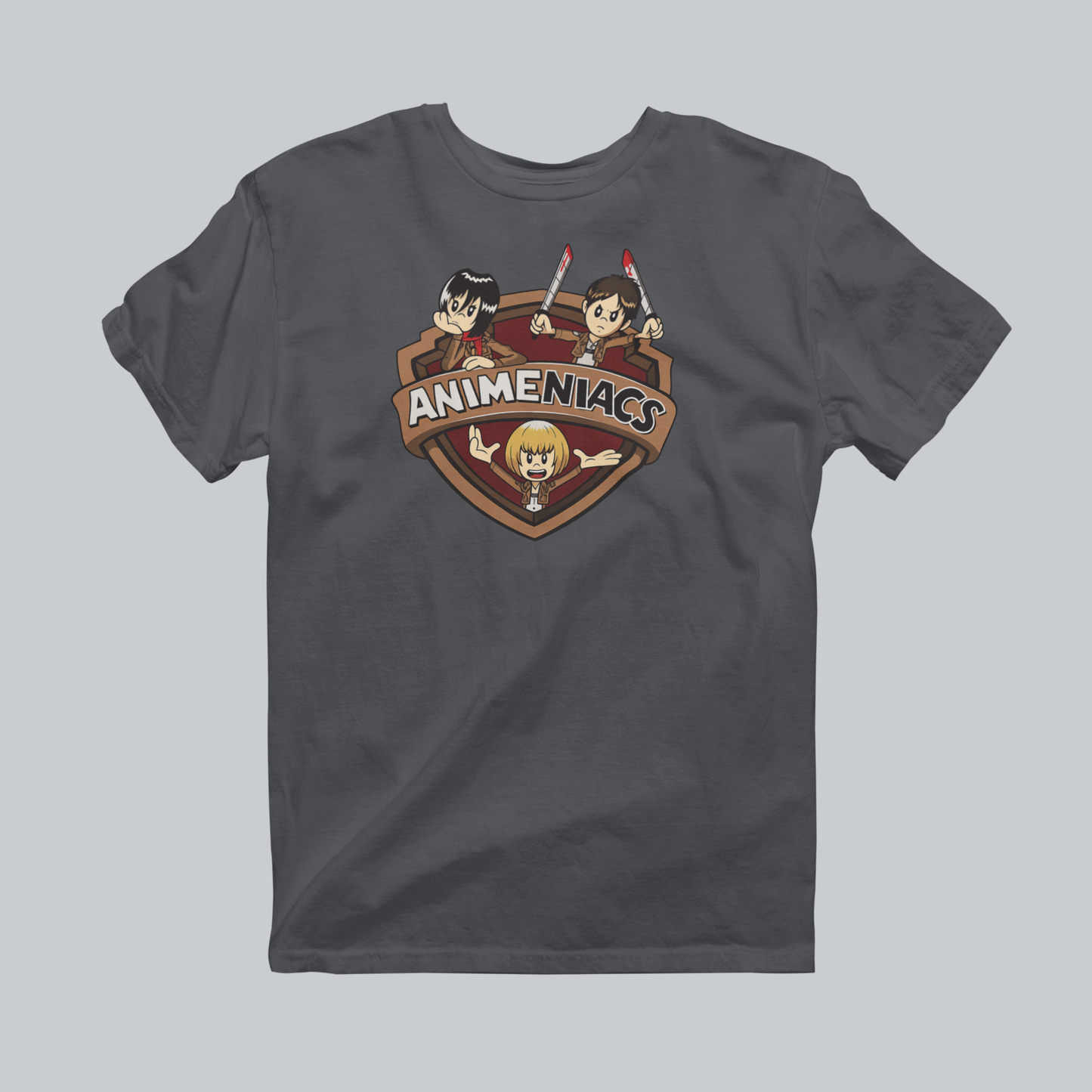 AniMENiacs: We Are the Titans Premium Graphic Tee in charcoal