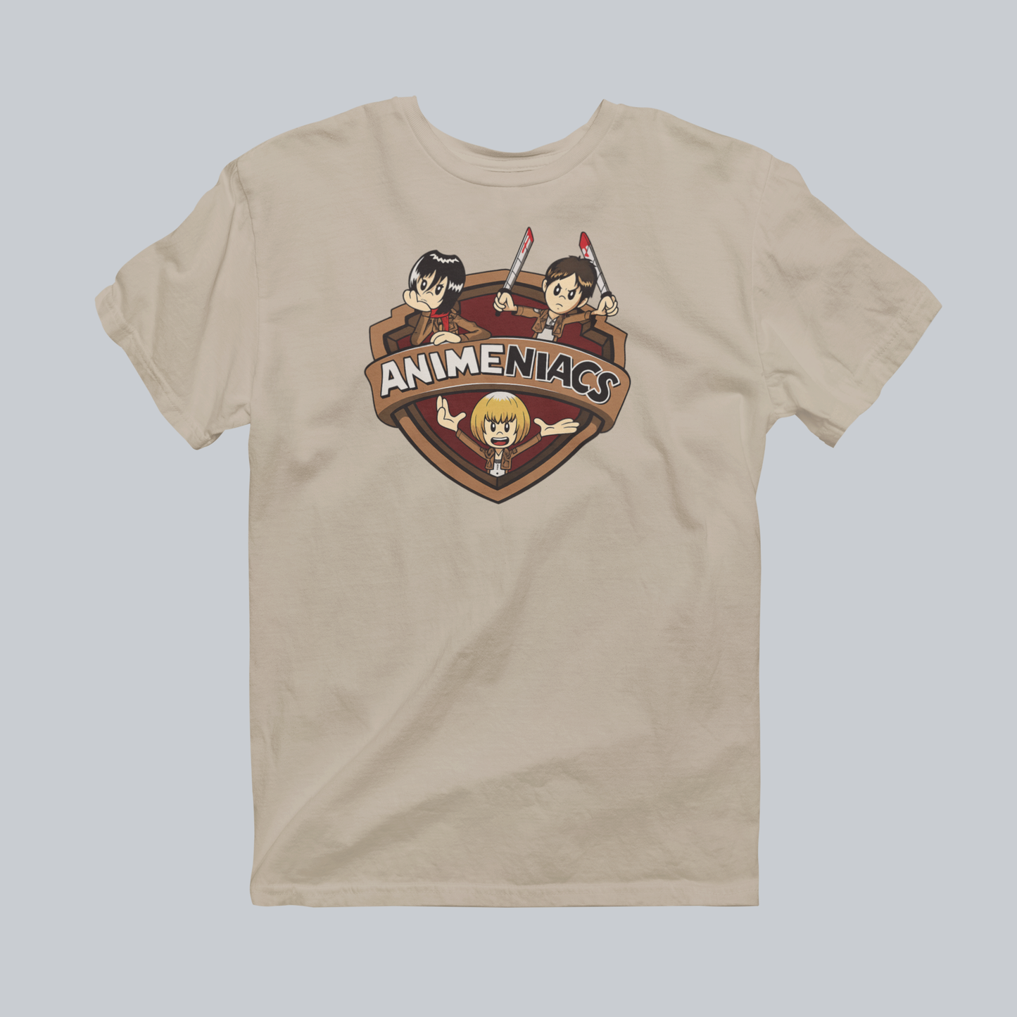AniMENiacs: We Are the Titans Premium Graphic Tee in sand