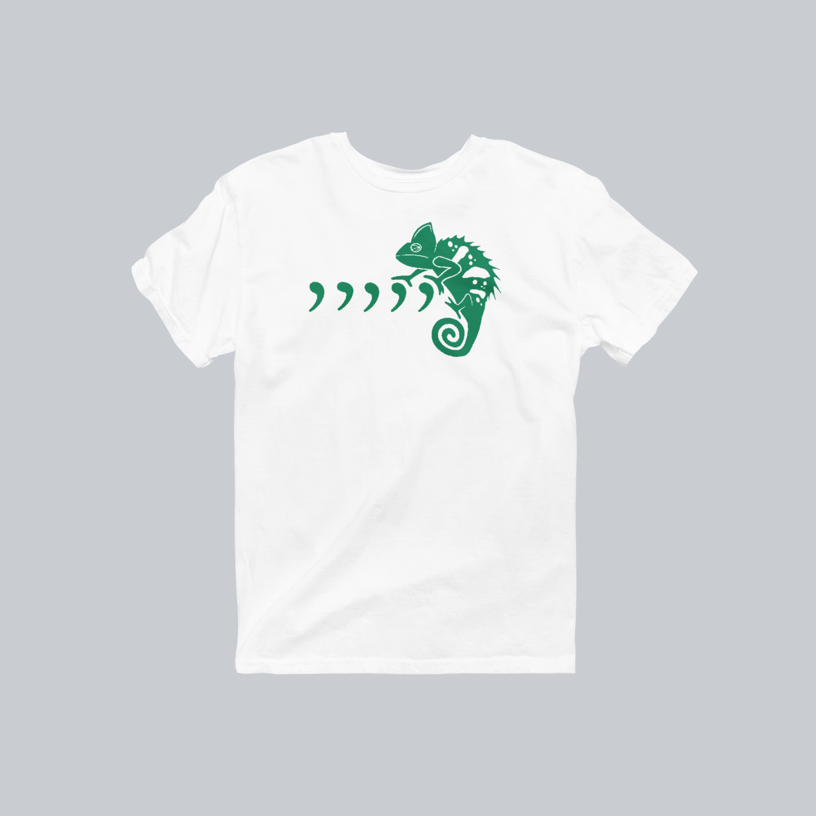 Comma Chameleon Premium Graphic Tee in white by Phat & Nerdy