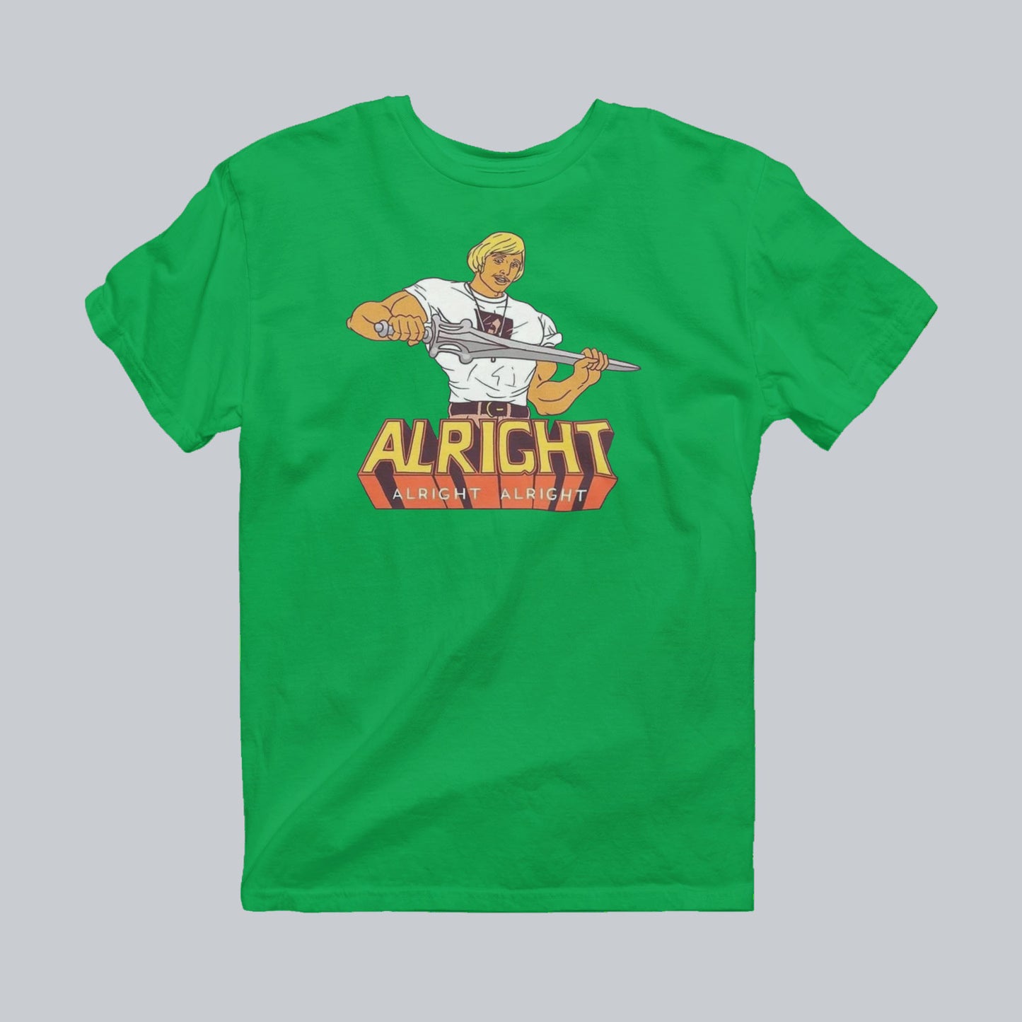 Alright Alright Premium Graphic Tee in Irish green by Phat & Nerdy