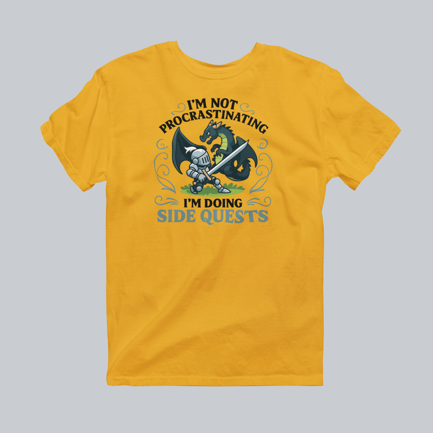 Side Quests Premium Graphic Tee in gold