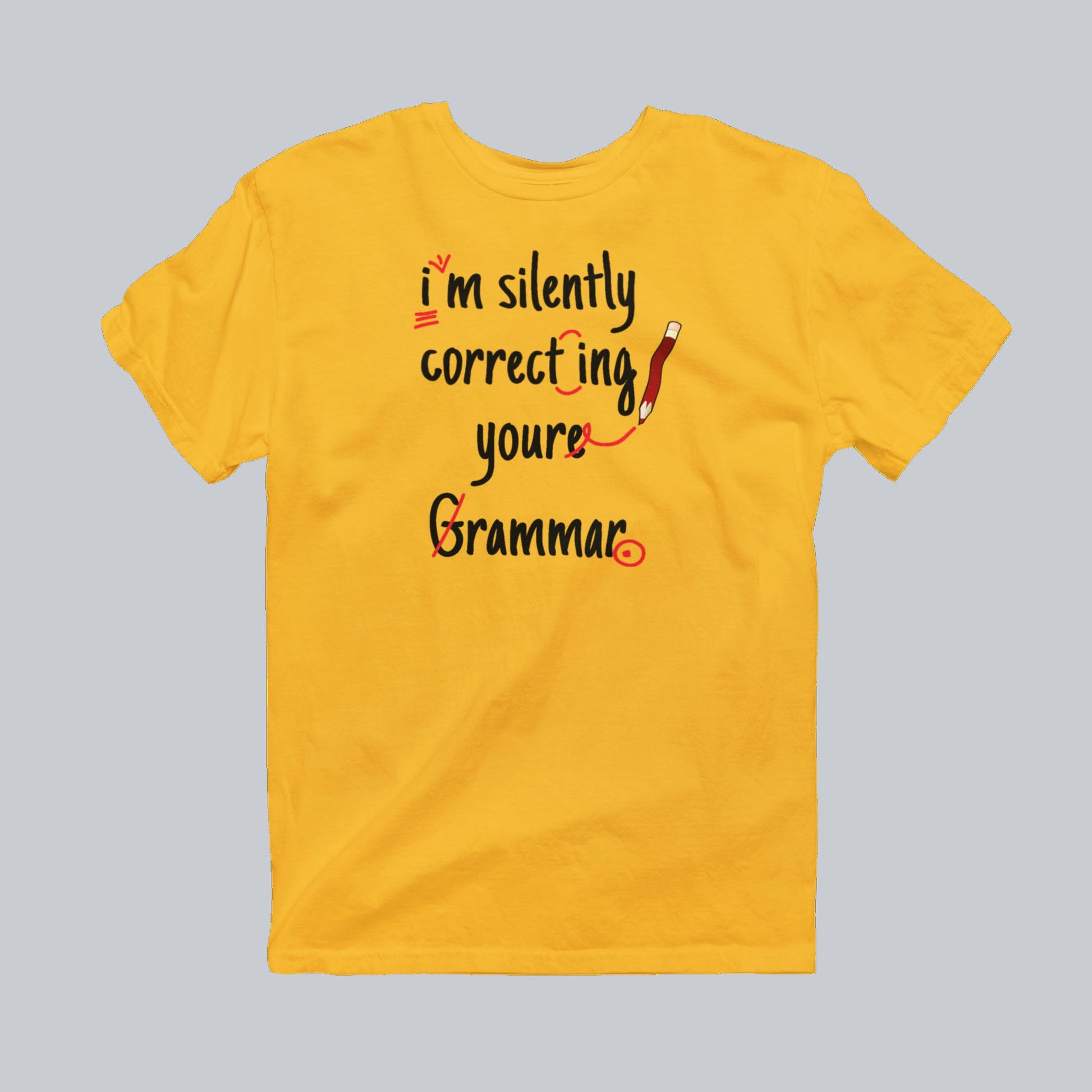 I'm Silently Correcting Your Grammar Premium Graphic Tee in gold by Phat & Nerdy